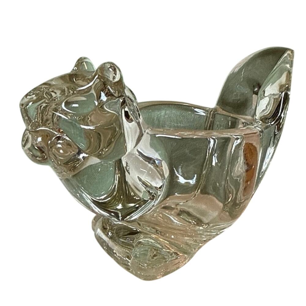 Avon Glass Bright Chipmunk Votive Holder • Clear Heavy Glass • 3.25” • 1978–1983